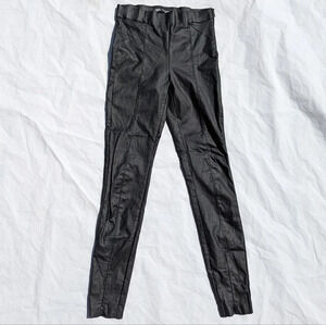 Zara Vegan Leather Black Pants with  Zip Up Front Ankles - Size Small
